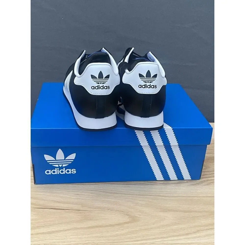 adidas Men’s Samoa Core Black Shoes with White Stripes - Picture 5 of 6